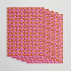 Linocut Hearts / Pink & Orange Wrapping Paper Gallery Image 3