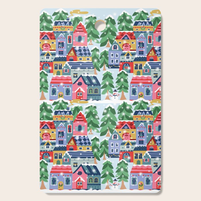 Cozy Christmas Village Cutting Board Gallery Image 1
