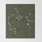 Sagittarius Zodiac Star Constellation Line Art Moss Green Throw Blanket Gallery Image 2