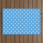 Midcentury Stars and Dots Pattern in Bold Blue and White Outdoor Rug Gallery Image 1