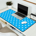 Midcentury Stars and Dots Pattern in Bold Blue and White Desk Mat Gallery Image 2