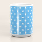 Midcentury Stars and Dots Pattern in Bold Blue and White Coffee Mug Gallery Image 4