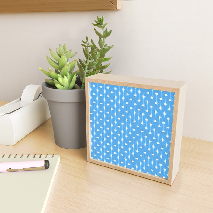 Midcentury Stars and Dots Pattern in Bold Blue and White Mini Art Print Gallery Image 2