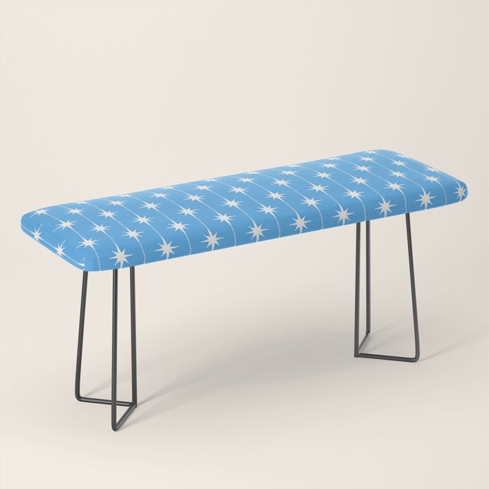 Midcentury Stars and Dots Pattern in Bold Blue and White Bench Gallery Image 1