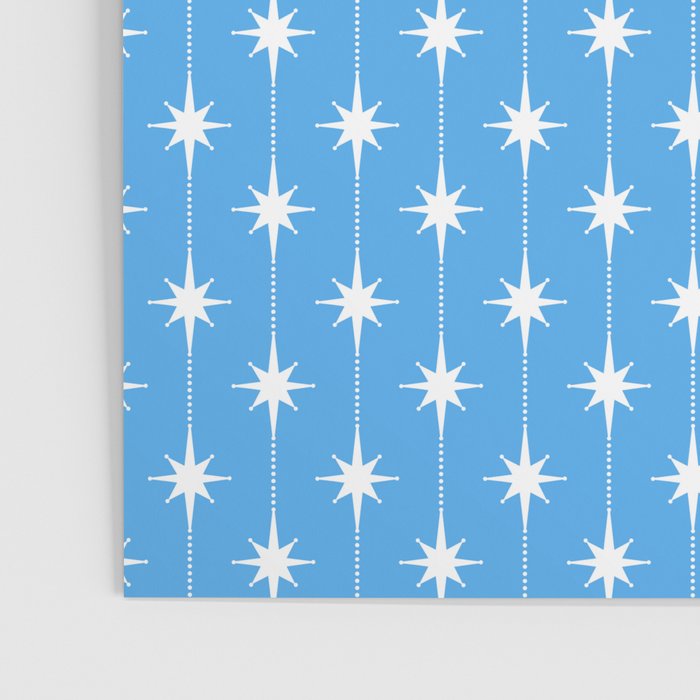 Midcentury Stars and Dots Pattern in Bold Blue and White Poster Gallery Image 3