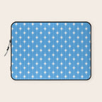 Midcentury Stars and Dots Pattern in Bold Blue and White Laptop Sleeve Gallery Image 1