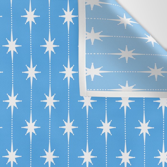 Midcentury Stars and Dots Pattern in Bold Blue and White Wall Tapestry Gallery Image 3