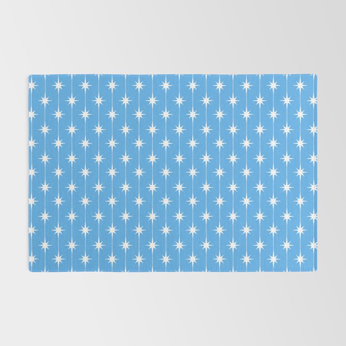 Midcentury Stars and Dots Pattern in Bold Blue and White Rug Gallery Image 2