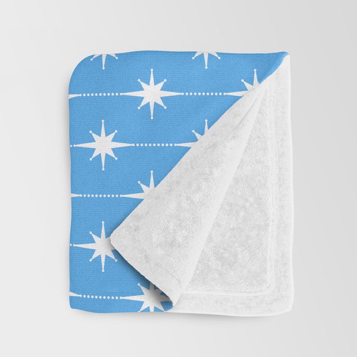 Midcentury Stars and Dots Pattern in Bold Blue and White Throw Blanket Gallery Image 3