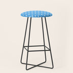 Midcentury Stars and Dots Pattern in Bold Blue and White Stool Gallery Image 1
