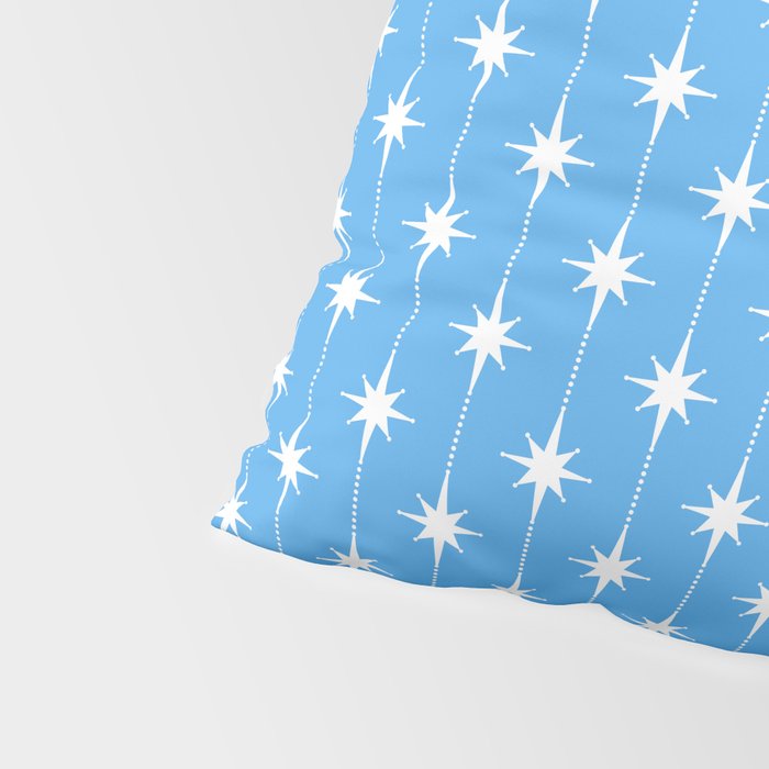 Midcentury Stars and Dots Pattern in Bold Blue and White Pillow Sham Gallery Image 4
