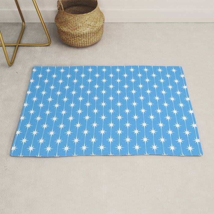 Midcentury Stars and Dots Pattern in Bold Blue and White Rug Gallery Image 1