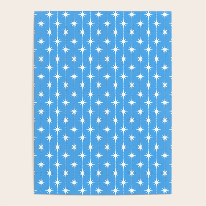 Midcentury Stars and Dots Pattern in Bold Blue and White Poster Gallery Image 4