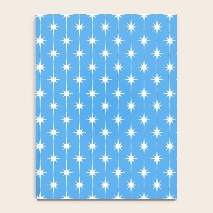 Midcentury Stars and Dots Pattern in Bold Blue and White Notebook Gallery Image 4