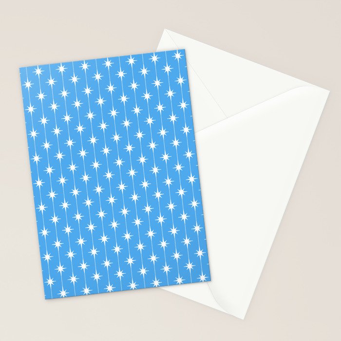 Midcentury Stars and Dots Pattern in Bold Blue and White Stationery Card Gallery Image 2