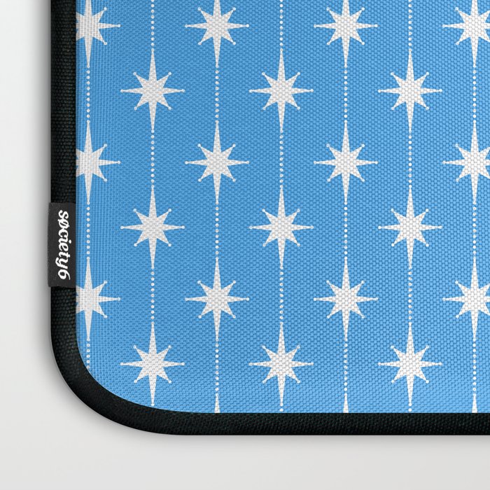 Midcentury Stars and Dots Pattern in Bold Blue and White Laptop Sleeve Gallery Image 3