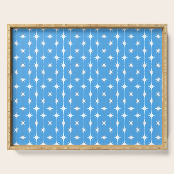Midcentury Stars and Dots Pattern in Bold Blue and White Serving Tray Gallery Image 1