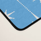 Midcentury Stars and Dots Pattern in Bold Blue and White Desk Mat Gallery Image 4