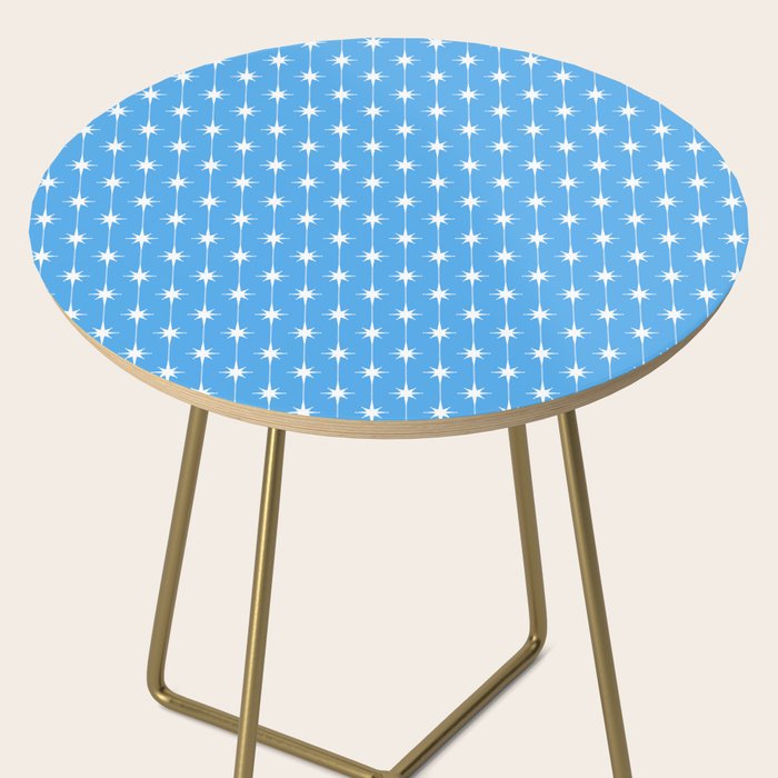 Midcentury Stars and Dots Pattern in Bold Blue and White Side Table Gallery Image 2