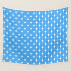 Midcentury Stars and Dots Pattern in Bold Blue and White Wall Tapestry Gallery Image 4