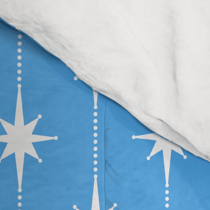 Midcentury Stars and Dots Pattern in Bold Blue and White Comforter Gallery Image 4