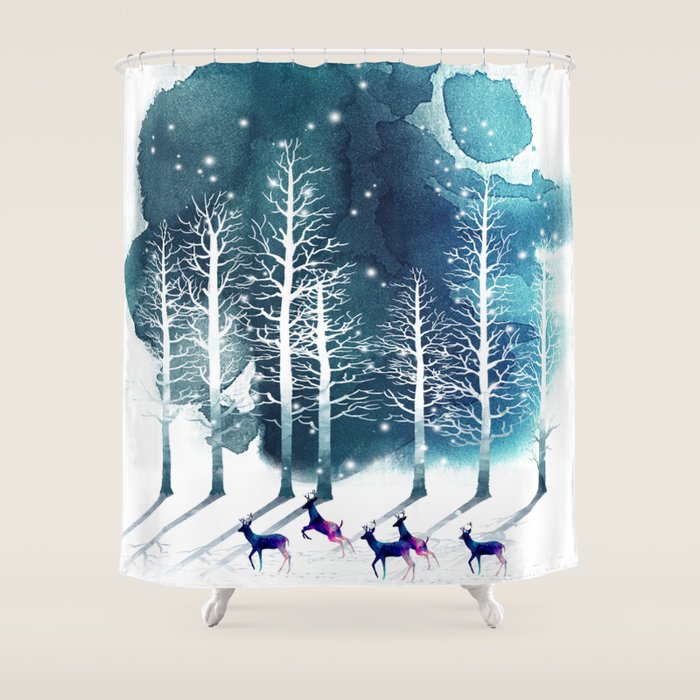 Winter Night 2 Shower Curtain Gallery Image 1