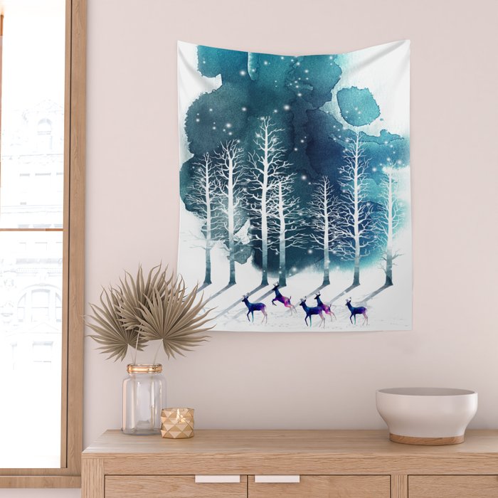 Winter Night 2 Wall Tapestry Gallery Image 2