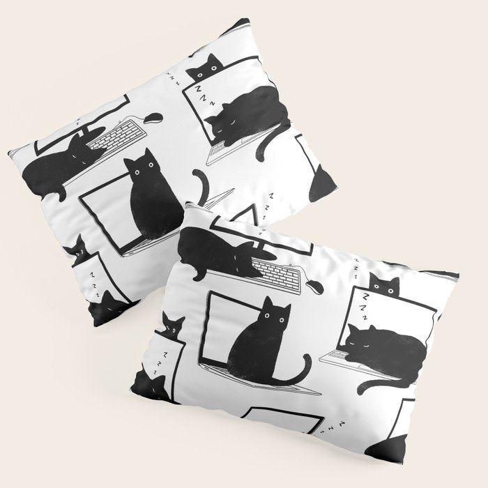 Cats Sitting on Laptops Pillow Sham Gallery Image 3