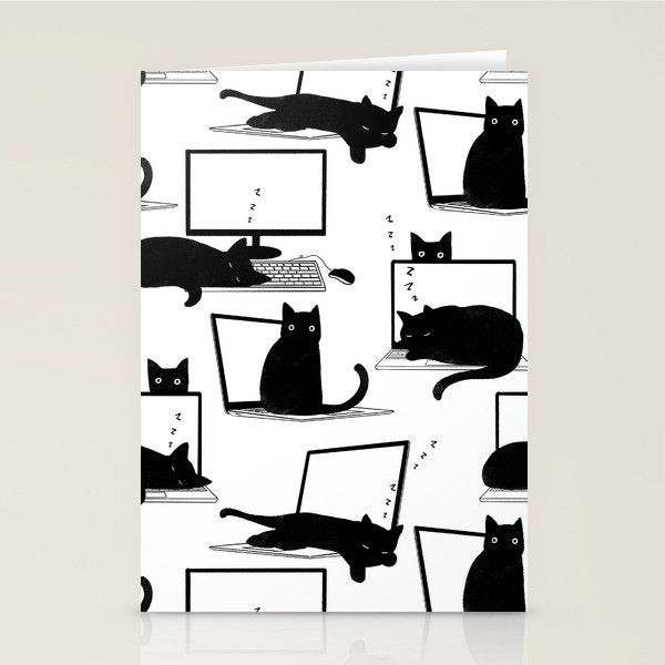 Cats Sitting on Laptops Stationery Card Gallery Image 2