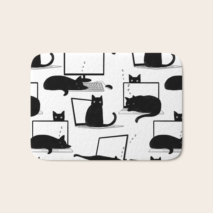 Cats Sitting on Laptops Bath Mat Gallery Image 1