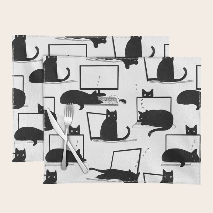 Cats Sitting on Laptops Placemat Gallery Image 1