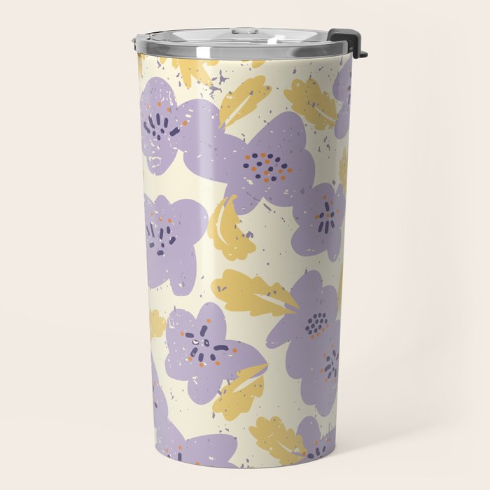 Big flowers Lanvender Travel Mug Gallery Image 2