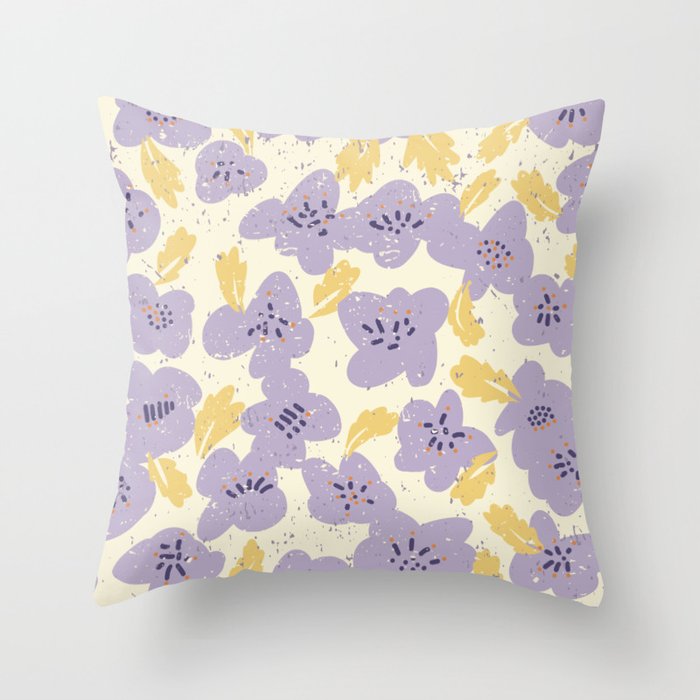 Big flowers Lanvender Throw Pillow Gallery Image 1