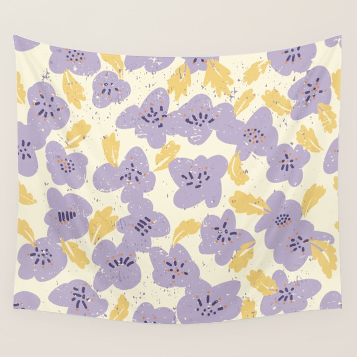 Big flowers Lanvender Wall Tapestry Gallery Image 1