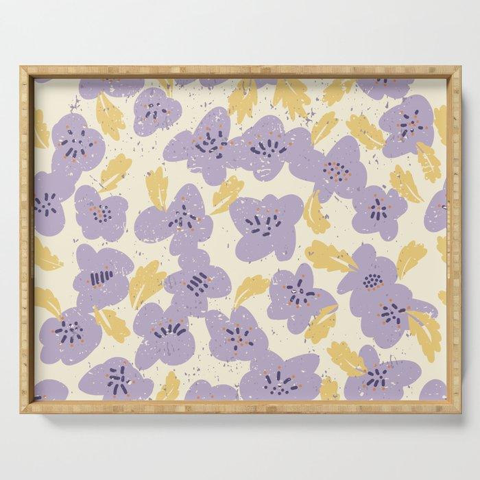 Big flowers Lanvender Serving Tray Gallery Image 1