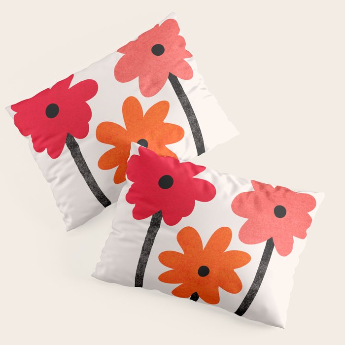 Scarlet Minimalist Red Floral Art Pillow Sham Gallery Image 3