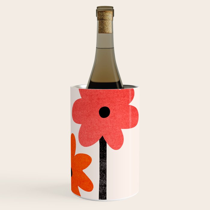 Scarlet Minimalist Red Floral Art Wine Chiller Gallery Image 3
