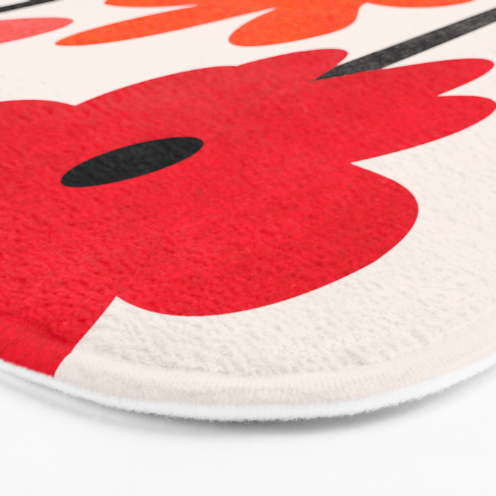 Scarlet Minimalist Red Floral Art Bath Mat Gallery Image 3