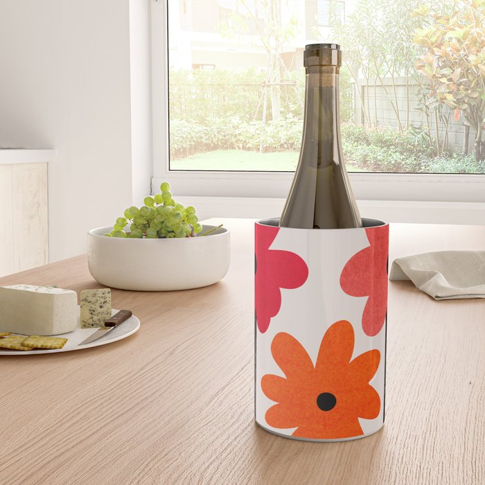 Scarlet Minimalist Red Floral Art Wine Chiller Gallery Image 4