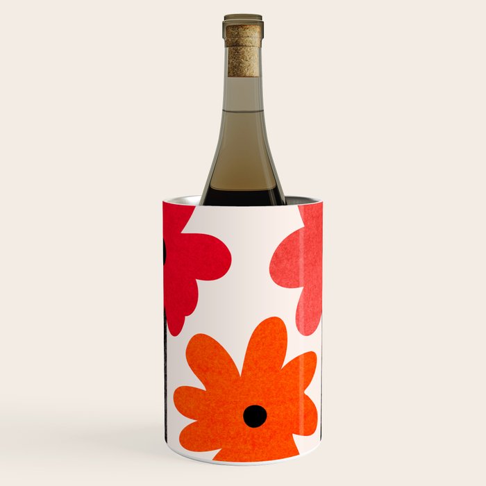 Scarlet Minimalist Red Floral Art Wine Chiller Gallery Image 1