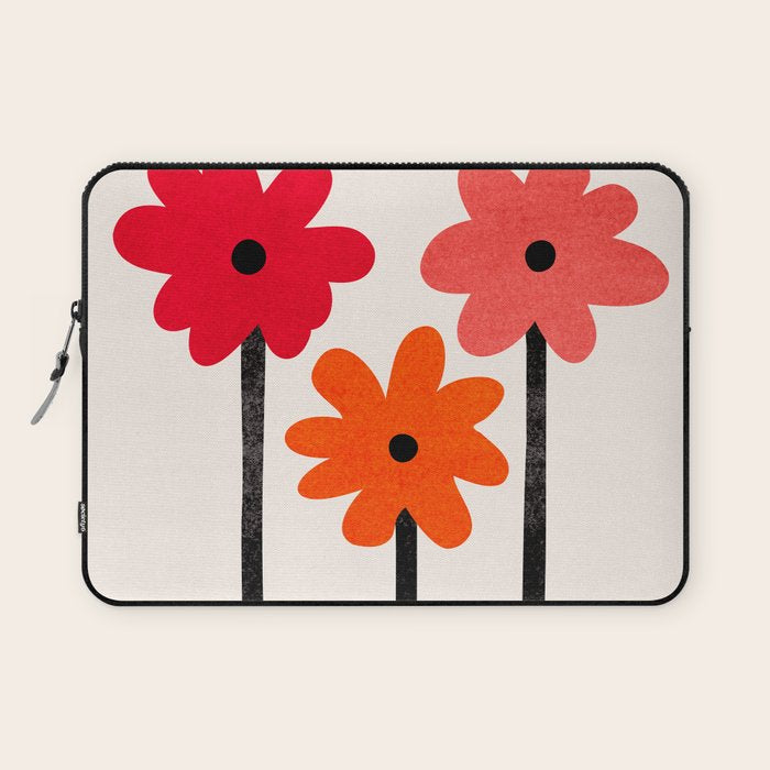 Scarlet Minimalist Red Floral Art Laptop Sleeve Gallery Image 1