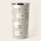 Cute Fluffy Sheep Pattern Travel Mug Gallery Image 1