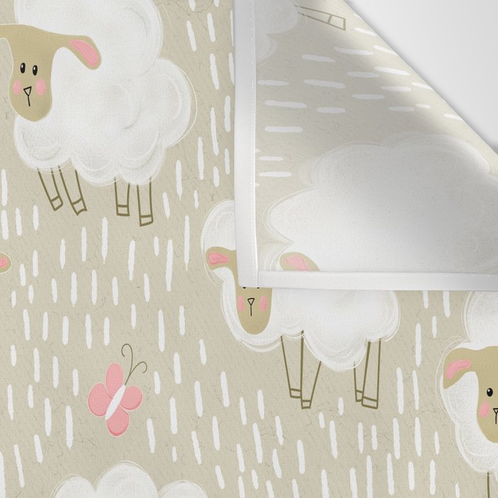 Cute Fluffy Sheep Pattern Wall Tapestry Gallery Image 3