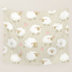 Cute Fluffy Sheep Pattern Wall Tapestry Gallery Image 4