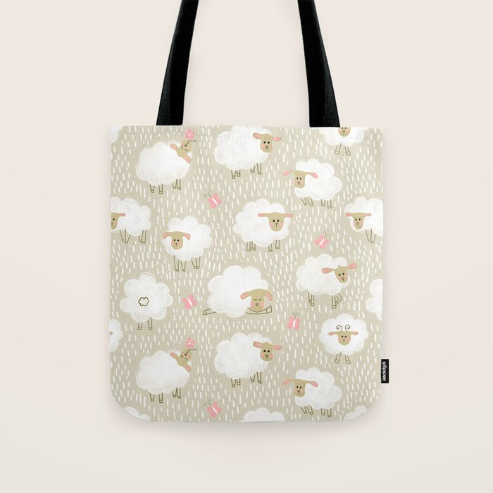Cute Fluffy Sheep Pattern Tote Bag Gallery Image 1