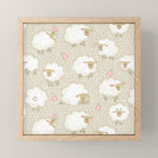 Cute Fluffy Sheep Pattern Mini Art Print Gallery Image 1