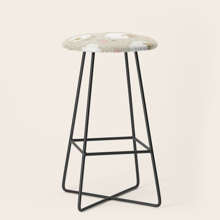 Cute Fluffy Sheep Pattern Stool Gallery Image 1