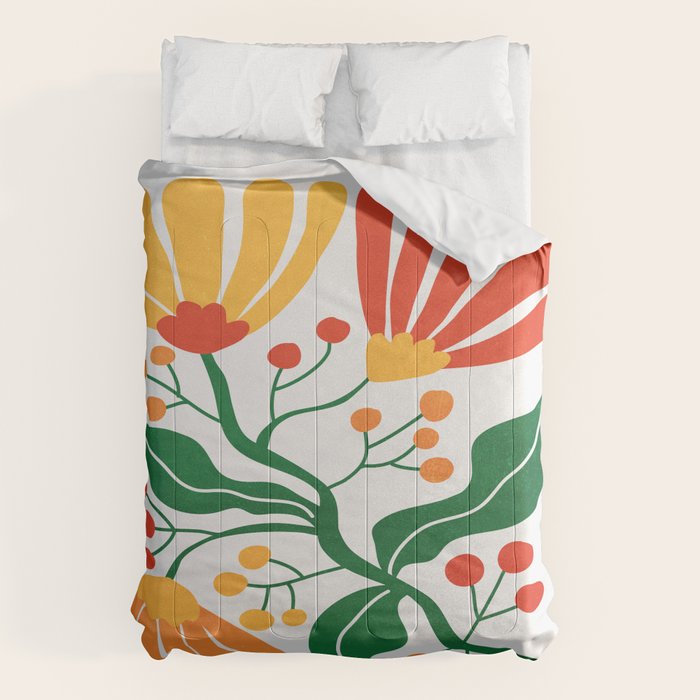 Cinnabar & Supernova: Les Fleurs | Flower Market 03 Comforter Gallery Image 6