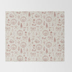 Christmas Toile // Vintage Red Throw Blanket Gallery Image 2