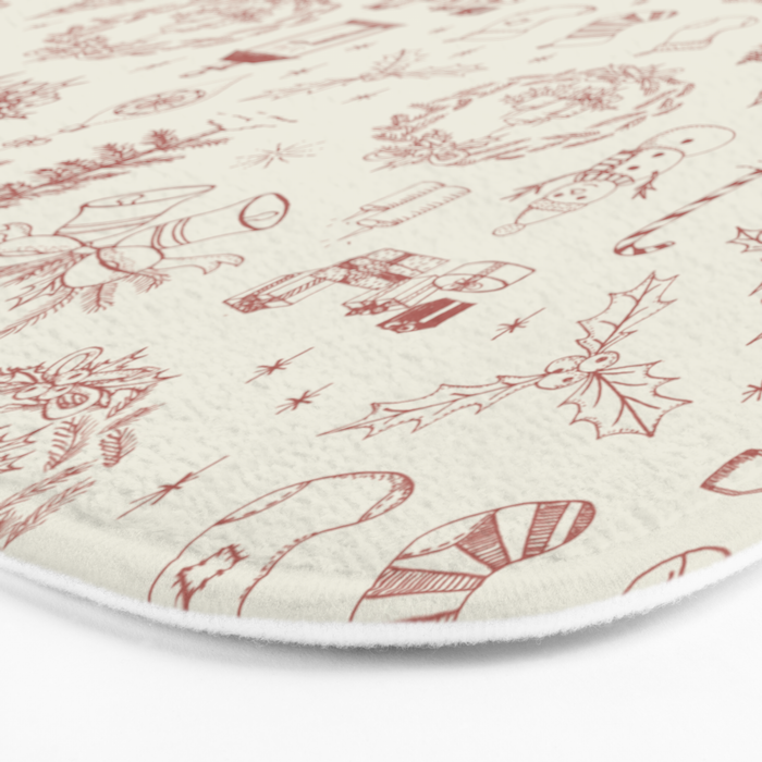 Christmas Toile // Vintage Red Bath Mat Gallery Image 3